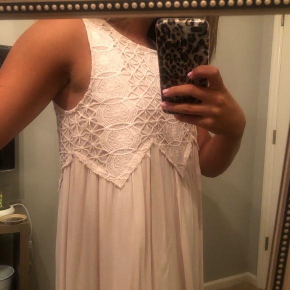 cream crochet top mini dress - Picture 3 of 4